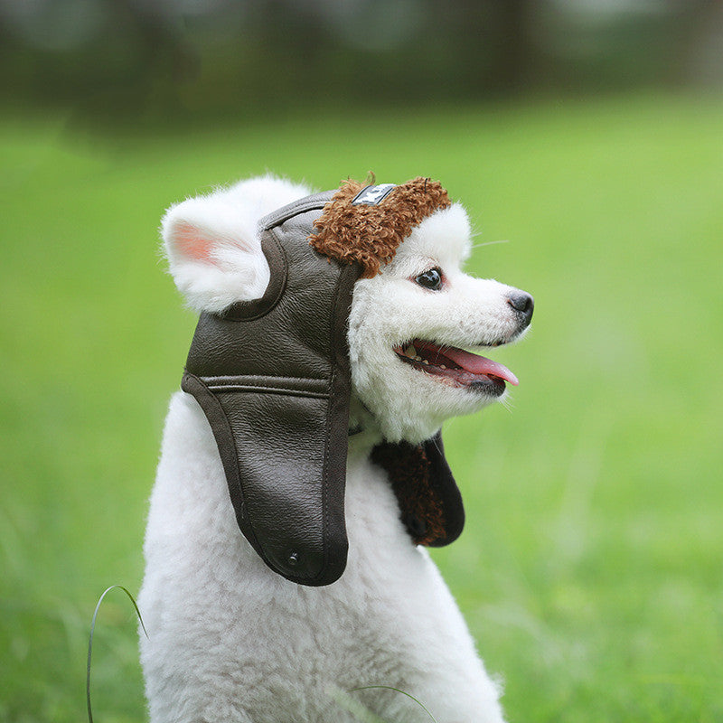 Pet Leather Autumn Winter Headwear