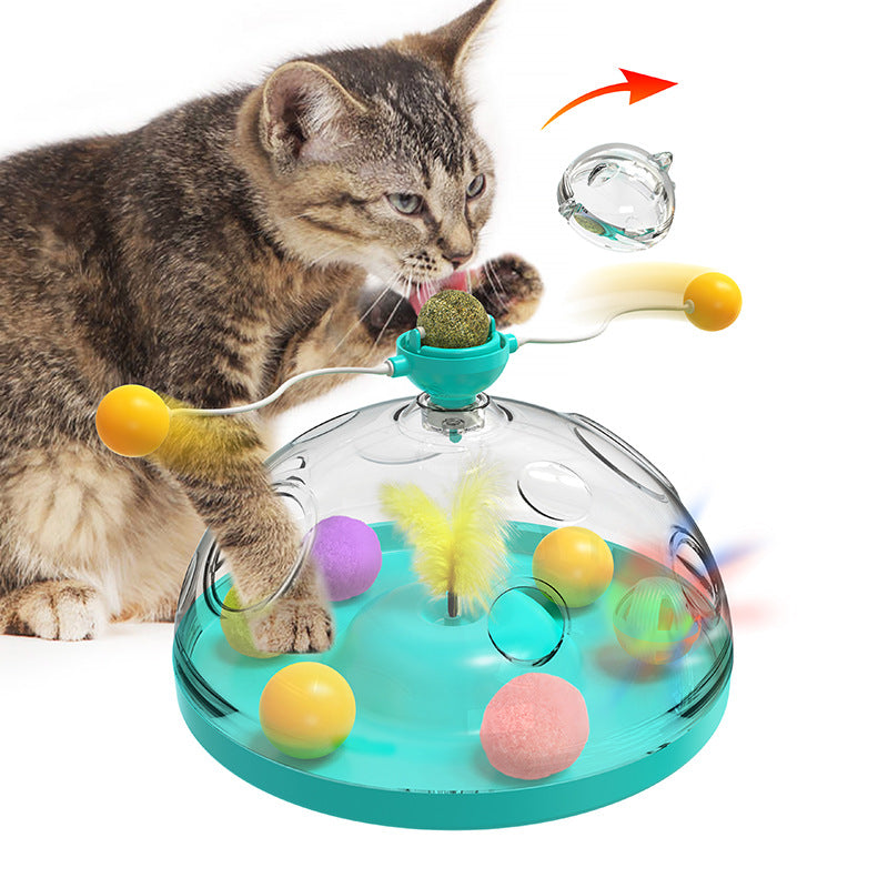 Interactive Multifunctional Turntable Ball With Catnip Pinwheel