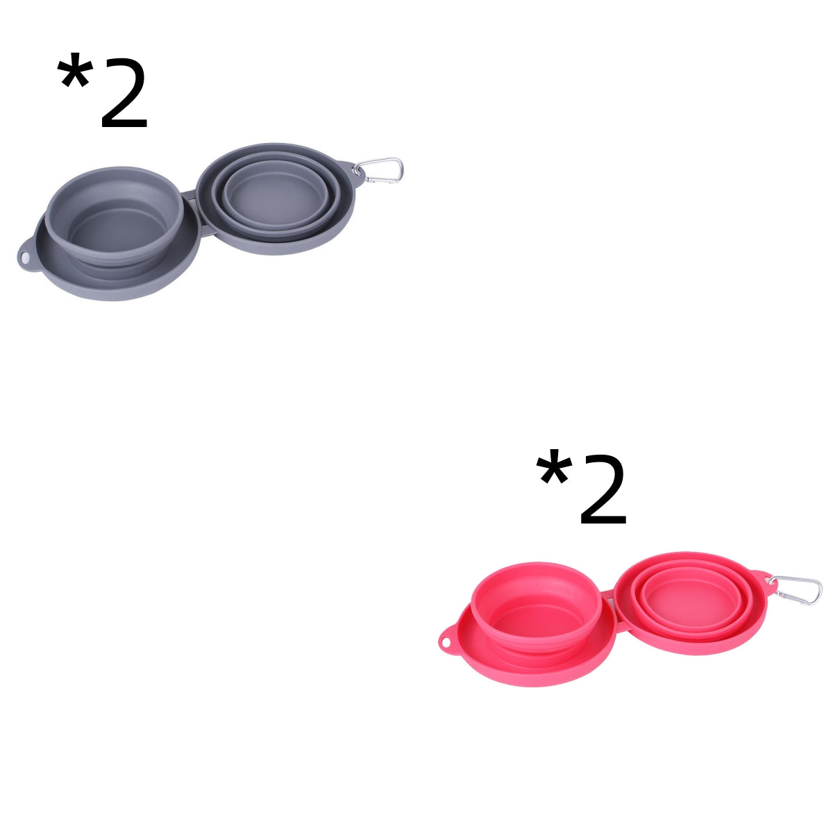 Rubber Foldable Double Feeding Bowl Pets