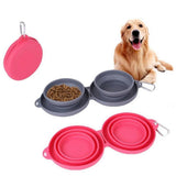 Rubber Foldable Double Feeding Bowl Pets