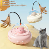 Electric UFO Cat Teaser Stick With Bell Training Replaceable Feather