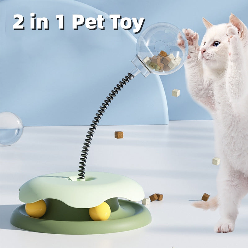 Cat Leakage Food 2 In 1 Toys Turntable Spring Ball