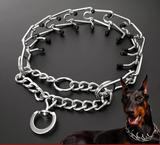 Chrome Plated Pinch Dog Collar Choke Chain Dog Training Necklace Rubber Tips Guardian