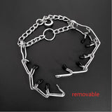 Chrome Plated Pinch Dog Collar Choke Chain Dog Training Necklace Rubber Tips Guardian