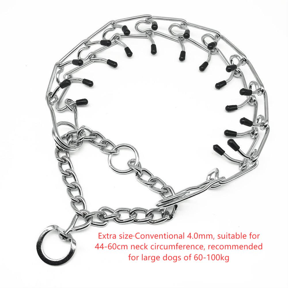 Chrome Plated Pinch Dog Collar Choke Chain Dog Training Necklace Rubber Tips Guardian