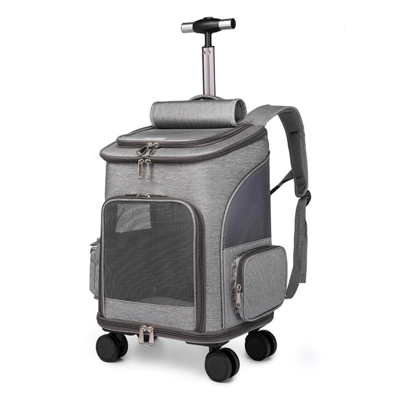 Portable Folding Trolley Traveling Backpack With Universal Wheel