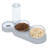 Automatic Double Feeder With Water Fountain Drinking Raised Stand