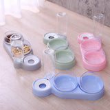 Automatic Double Feeder With Water Fountain Drinking Raised Stand