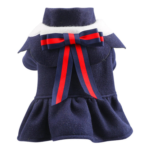 Pet Student British Style Costume Autumn And Winter Woolen Cloth