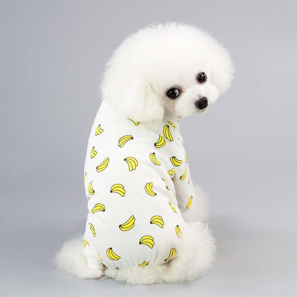 Pet Four-Legged Cotton Home Pajamas Casual Cartoon Fruit Pattern