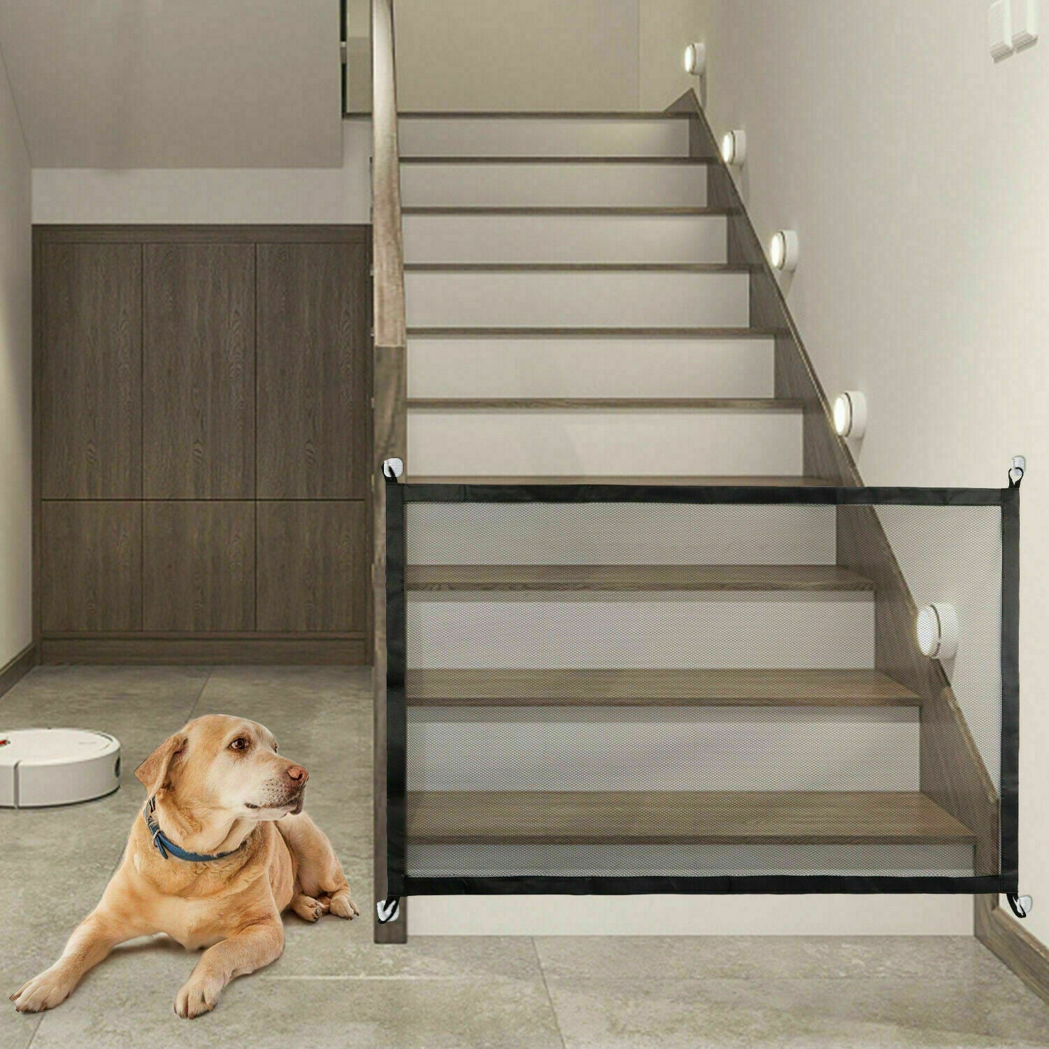 Pets Baby Safety Gate Mesh Fence Magic Portable Guard Net Stairs Doors