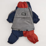 Pet Winter Color Matching Cotton-Padded Jumpsuit Warm And Comfortable