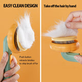 Pet Pumpkin Brush Self Cleaning Slicker Gently Removes Loose Undercoat Mats Tangled Hair