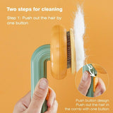 Pet Pumpkin Brush Self Cleaning Slicker Gently Removes Loose Undercoat Mats Tangled Hair