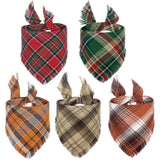 Pet Bandana With Tassels Edges Classic Plaid Triangle Scarf