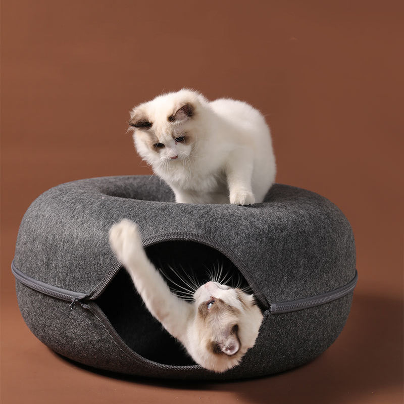 Cat Nest Round Woolen Felt Pet Dual-use Tunnel