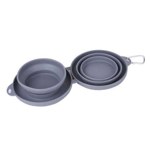 Rubber Foldable Double Feeding Bowl Pets