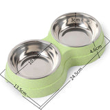 Double Pet Bowls Food Water Feeder Stainless Steel