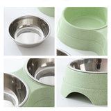 Double Pet Bowls Food Water Feeder Stainless Steel