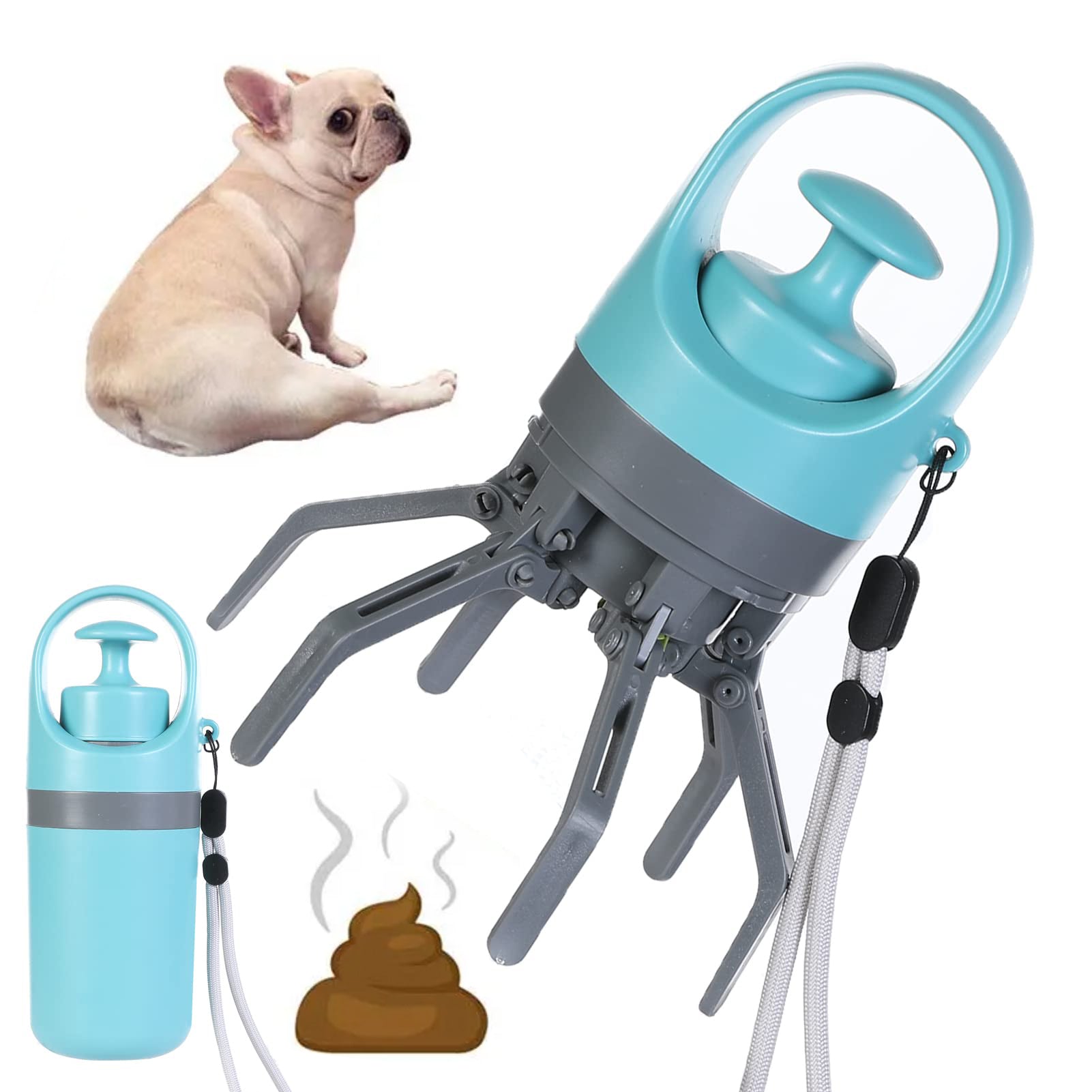 Portable Lightweight Dog Pooper Scooper With Built-in Poop Bag Dispenser Eight-claw Shovel For Pet Toilet Picker