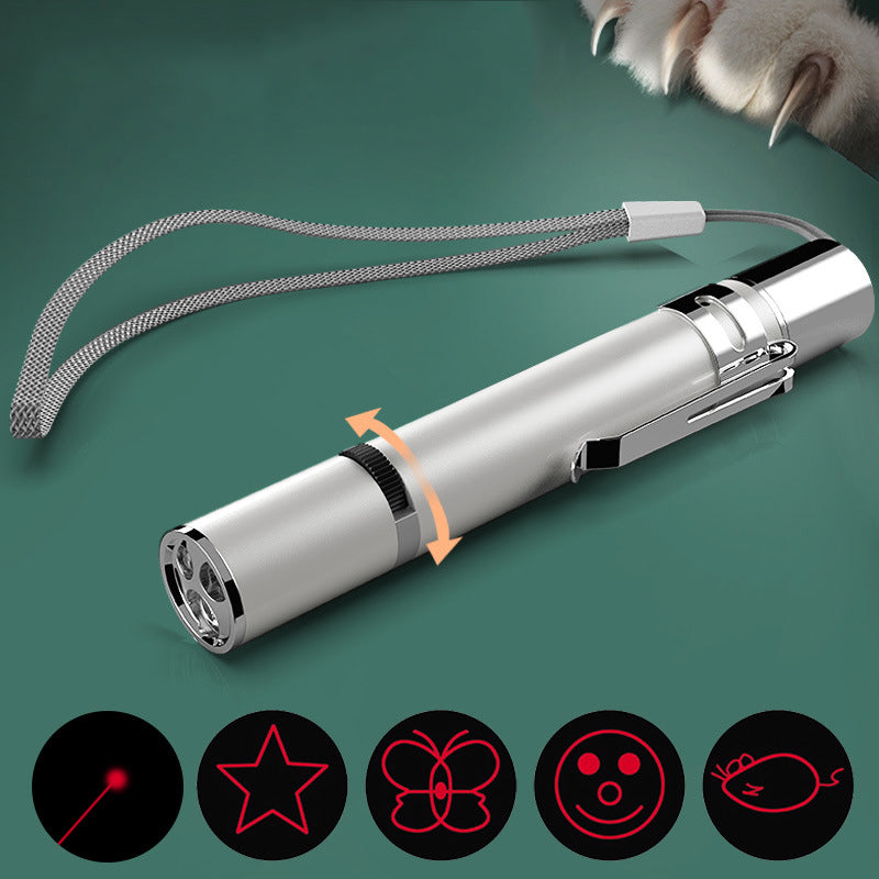 Laser Pointer Cat/Dog Toy, Red Dot LED Light Pointer, Long Range 5 Modes Laser Projection Playpen - USB Recharge