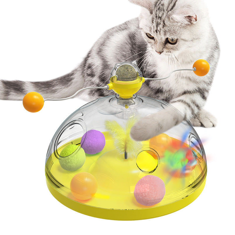 Interactive Multifunctional Turntable Ball With Catnip Pinwheel