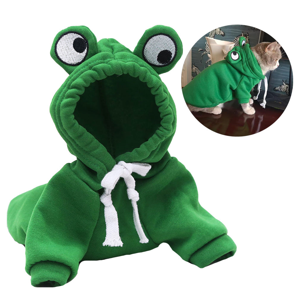 Soft Warm Funny Halloween Cosplay Frog Costume Pet Autumn Hoodies