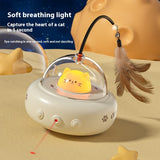 Electric UFO Cat Teaser Stick With Bell Training Replaceable Feather