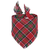 Pet Bandana With Tassels Edges Classic Plaid Triangle Scarf