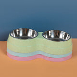 Double Pet Bowls Food Water Feeder Stainless Steel