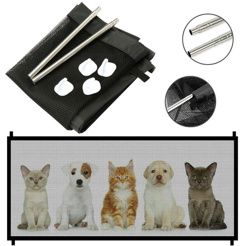Pets Baby Safety Gate Mesh Fence Magic Portable Guard Net Stairs Doors
