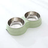 Double Pet Bowls Food Water Feeder Stainless Steel