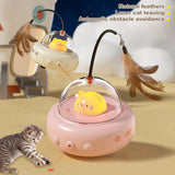 Electric UFO Cat Teaser Stick With Bell Training Replaceable Feather