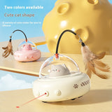 Electric UFO Cat Teaser Stick With Bell Training Replaceable Feather