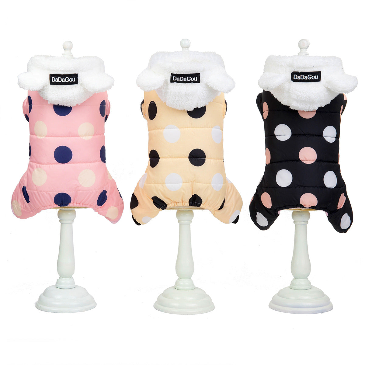 Warm Big polka Dotted Four-Leg Cotton Coat