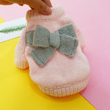Bowknot Hollow Knit Pet Sweater