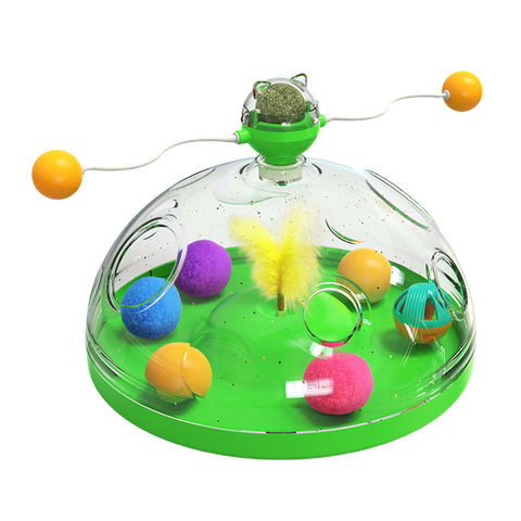Interactive Multifunctional Turntable Ball With Catnip Pinwheel