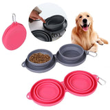 Rubber Foldable Double Feeding Bowl Pets