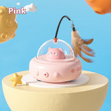 Electric UFO Cat Teaser Stick With Bell Training Replaceable Feather