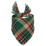 Pet Bandana With Tassels Edges Classic Plaid Triangle Scarf