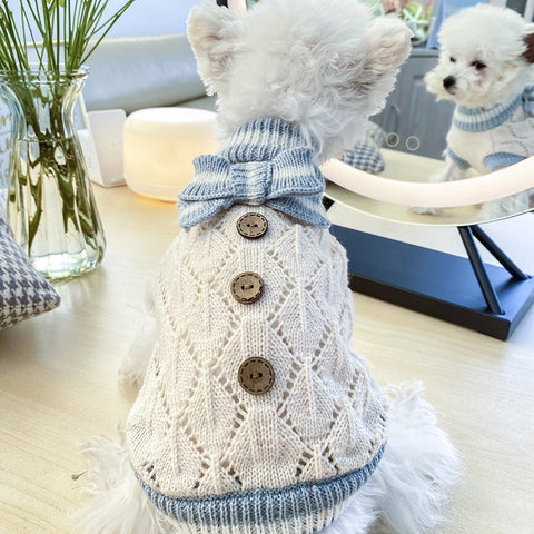 Bowknot Hollow Knit Pet Sweater