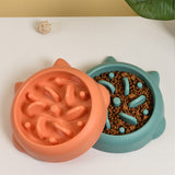 Pet Anti Choking Gulping Slow Feeder Dish Bowl Eating Plate