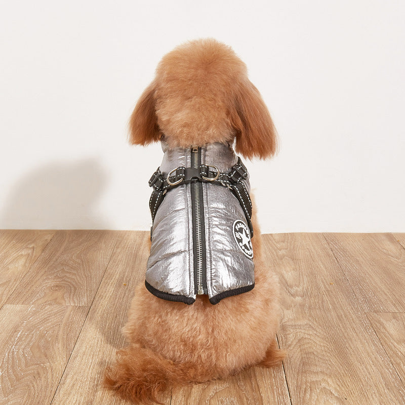 Pet Warm Cotton-Padded Fleece-lined Thickened Reflective Gallus