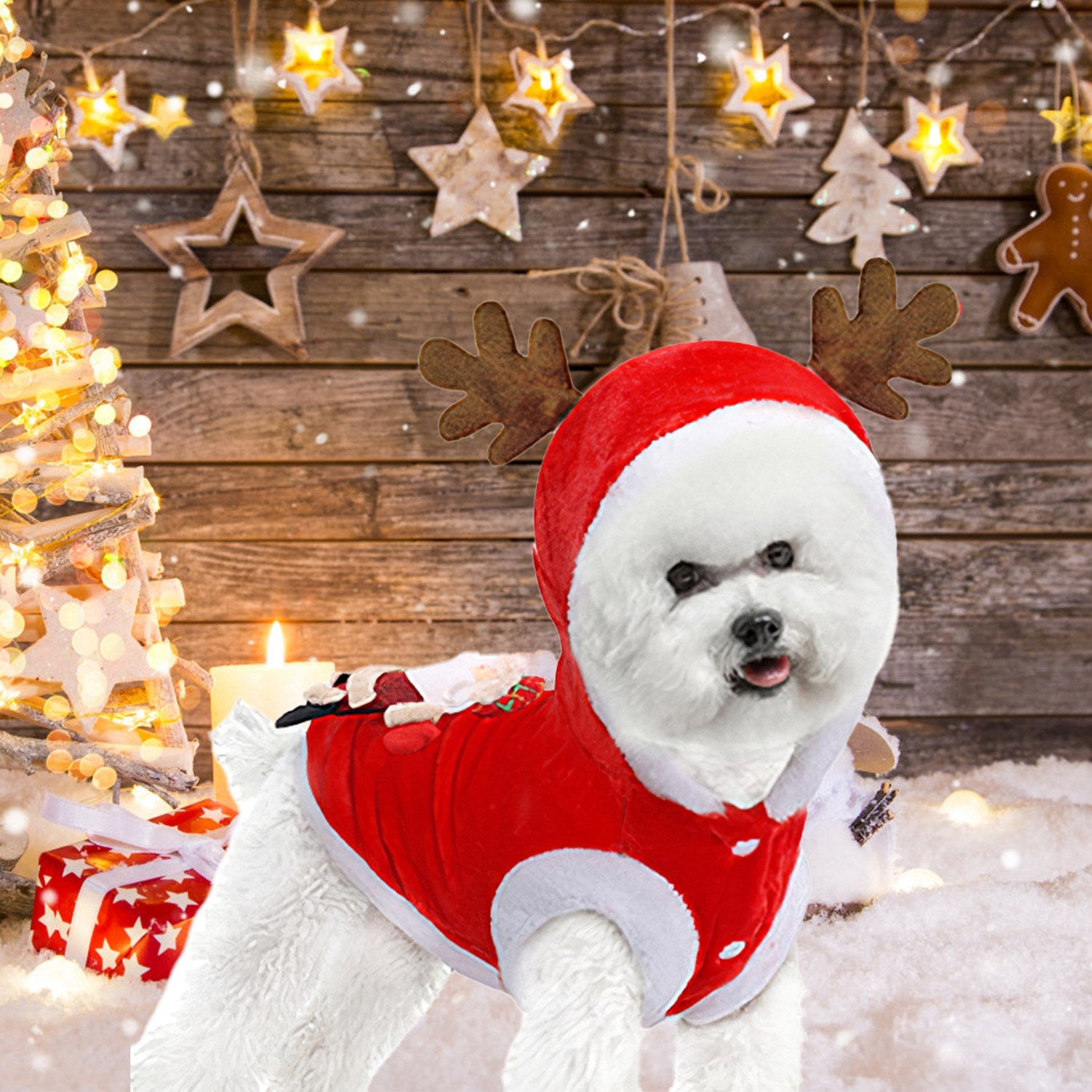 New Year/Christmas Santa Claus Reindeer Antlers Costume Winter Coat Outfit