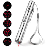 Laser Pointer Cat/Dog Toy, Red Dot LED Light Pointer, Long Range 5 Modes Laser Projection Playpen - USB Recharge