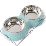Double Pet Bowls Food Water Feeder Stainless Steel