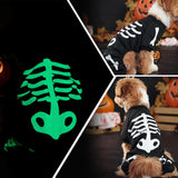 Halloween Glow In The Dark Skeleton Jumpsuit Puppy Pajamas Breathable Stretchy Cosplay Party Apparel