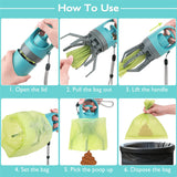 Portable Lightweight Dog Pooper Scooper With Built-in Poop Bag Dispenser Eight-claw Shovel For Pet Toilet Picker