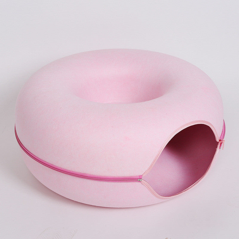 Cat Nest Round Woolen Felt Pet Dual-use Tunnel