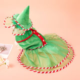 Pet Green Gauze Skirt Hat Suit Holiday Clothing